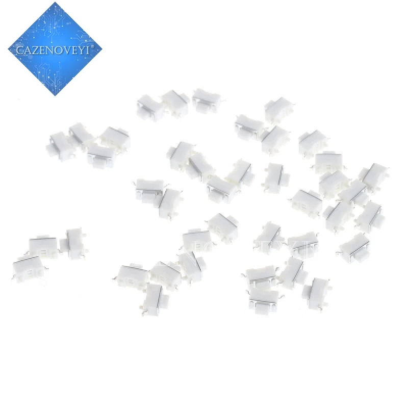 

100pcs/lot 3*6*5mm 2pin SMD Tact Switch Push Button White Button Touch Switch 3x6x5H 3*6*5