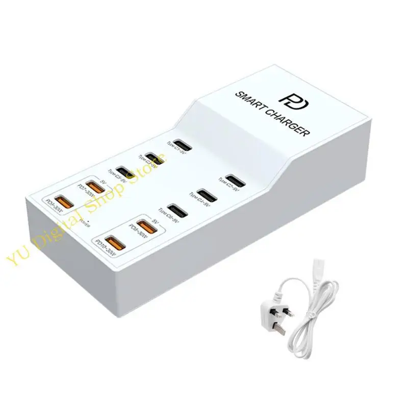 

96BA 10 Port USB C Зарядное устройство для настольного стола 72W AC100-240V 50/60 Гц портативные для телефонов Таблетки площадь