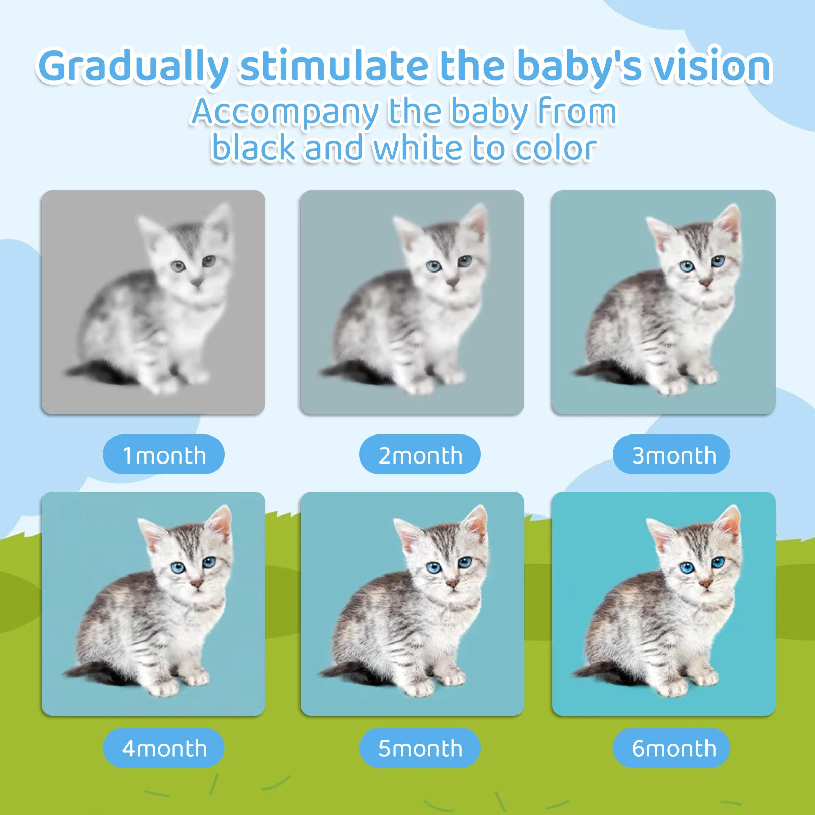 Box of 12 English Visual Stimulation Cards, Ages 0-2, Vision Training, Cognitive Enhancement, Early Education, Baby Gift