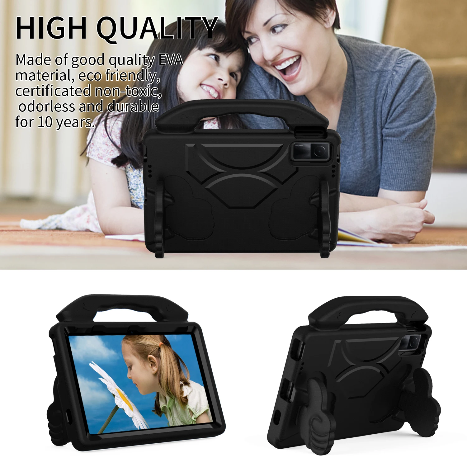 EVA Case Universal For Lenovo Tab K10 Pro M10 5G 2023 Plus 3rd Gen Xiaoxin Pad 10.6 2022 TB360ZU XC 125FU 128XU Kids Stand Cover
