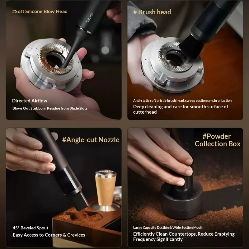 Kihal Handheld Coffee Vacuum Cleaner Mini Portable 3 In 1 For Grinder Hopper Desktop Powder Residue Cleaning Tool Gift Barista