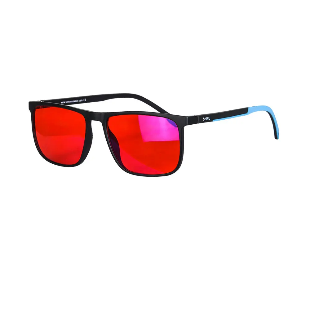 SHINU Brand Good Sleep Blue Light Blocking Glasses Men Red Lenses Anti Green Light Eliminate Eye Strain Glasses  Bluelight