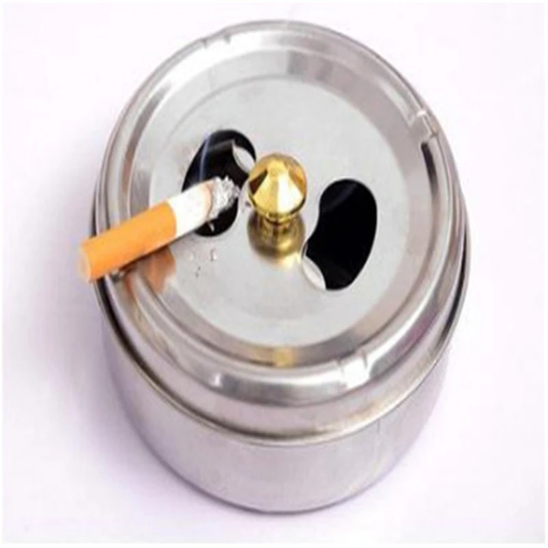 Creative Stainless Steel Lid Rotating Gold Top Ashtray Rotating Fully Closed Car Interior Gadgets Practical Smoking Accessories