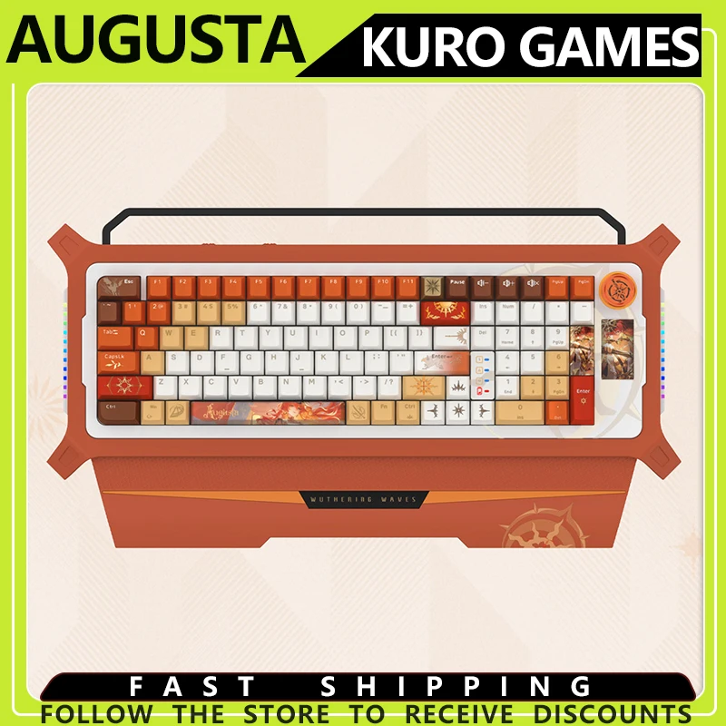 

Механическая игровая клавиатура Augusta, 3 режима, беспроводная, с возможностью горячей замены переключателей, полнофункциональная RGB-подсветка, 1.9-дюймовый экран, магнитная подставка для рук, подарок