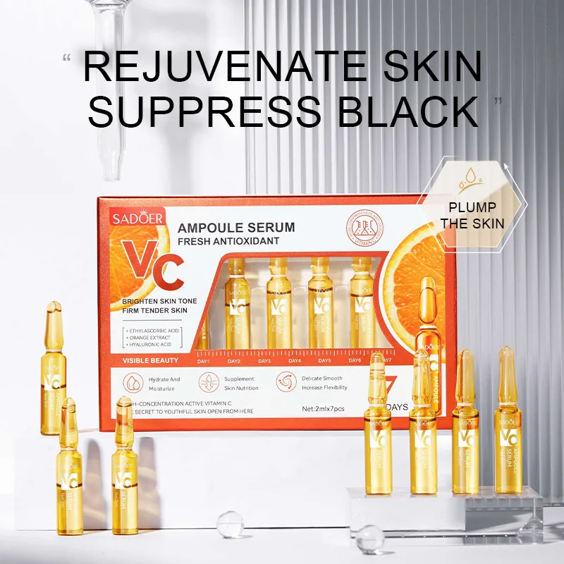 7pcs/Kit SADOER Soro de vitamina C para rosto Hidratante Clareador Hidratante Essência Facial