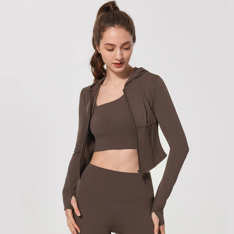 

Women Sport Jackets Mermaid Line Running Hoodies Slim Yoga Jacket Long Sleeve Sweatshirt Curved Hem Gym Fitness Hooded Tops Coat