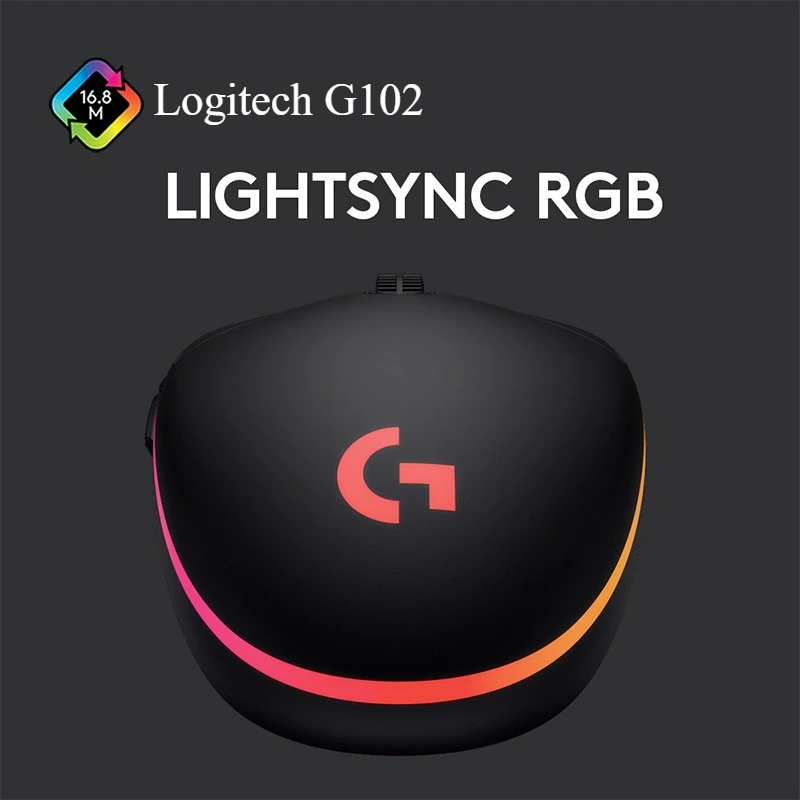 لوجيتك G102 ماوس ألعاب ميكانيكي سلكي من الجيل الثاني CS:GO، PUBG، إضاءة RGB محيطية للألعاب للتحكم في الارتداد