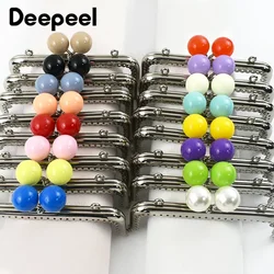 2/5/10Pcs Deepeel 12.5cm Colored Bead Metal Bag Handle Kiss Clasp DIY Handbag Sewing Brackets Purse Frame Handles Making Bags