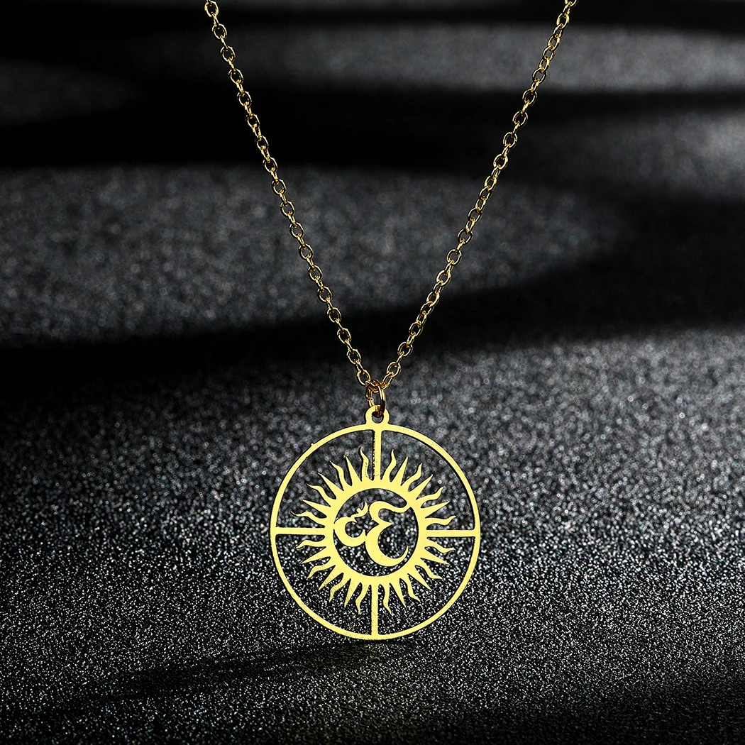 كينيتيال الهند تاميل أوم رمز مع ترايدنت قلادة قلادة من الفولاذ المقاوم للصدأ Om شيفا رمز اليوغا خمر تعويذة المجوهرات