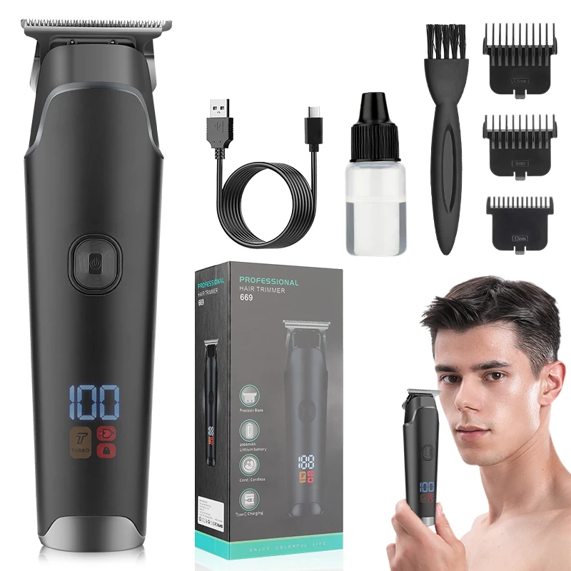 LCD digital display men's hair clipper hair salon engraving electric clipper USB hair clipper bald machine