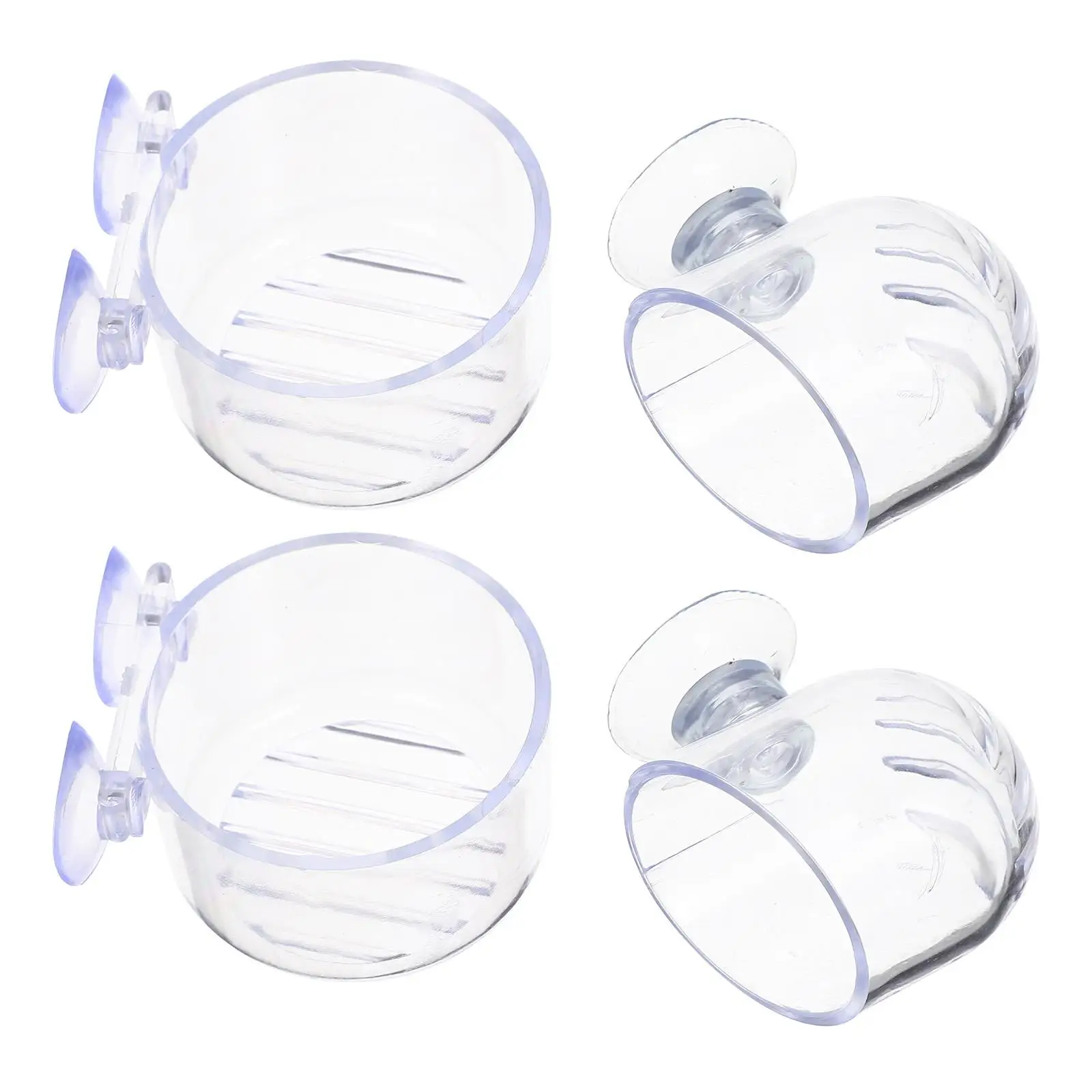 

4 Pcs Aquarium Plant Holder Fish Tank Red Worm Cup Decor Transparent Acrylic with Suction Cups