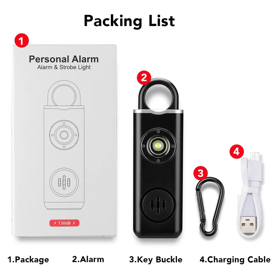 Personal safety alarm package contents