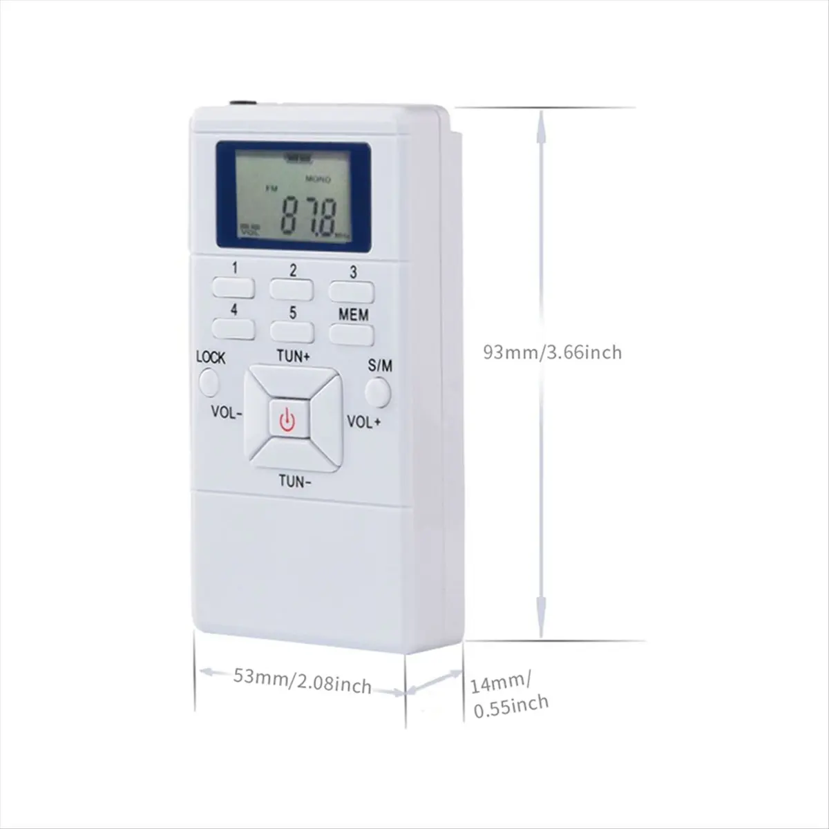 (A75U] Mini Stereo FM Radio 1.2 Inch Digital Clock Receiver for Simultaneous Interpretation Clip-on Radio Earphone GYM Grey
