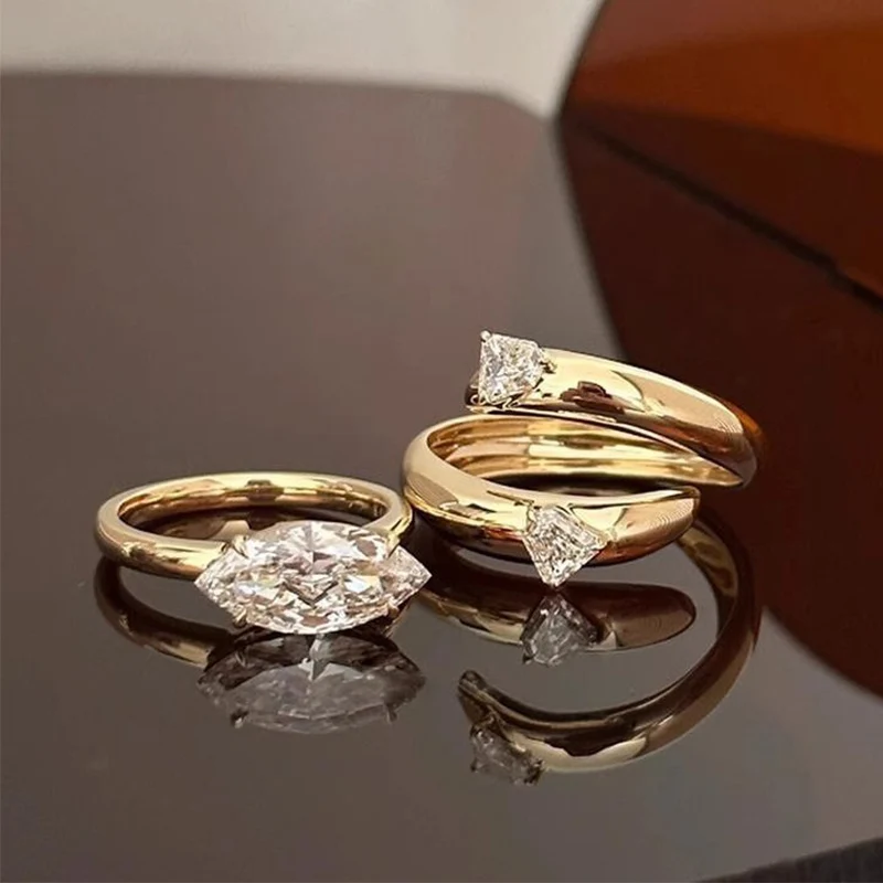 Mewanry Sparkling Zircon Rings For Women Girls Trendy Sweet Elegant Creative Design Personality Romantic Engagement Jewelry Gift