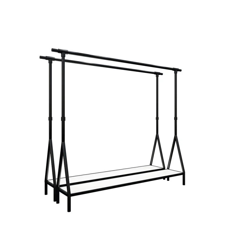 custom.Retail whole shop interior space design wood iron silver 2 ways women display racks for clothing store