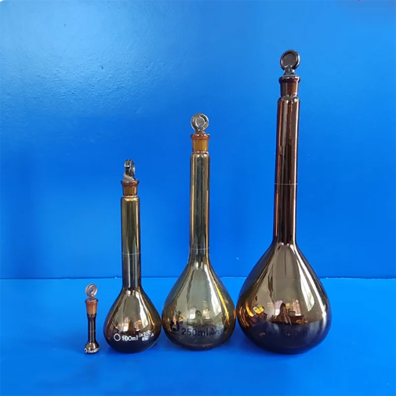 

Laboratory brown glass volumetric flask 1ml2ml5ml10ml25ml50ml100ml brown measuring bottle