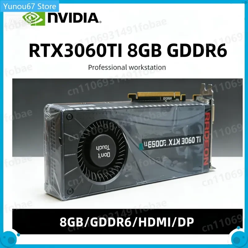 For RTX 3060TI 8GB GDDR6 Graphics Card Gaming Office GPU Support PCI-E 3.0 HDMI DP 8-Pin For Desktop Computer PC
