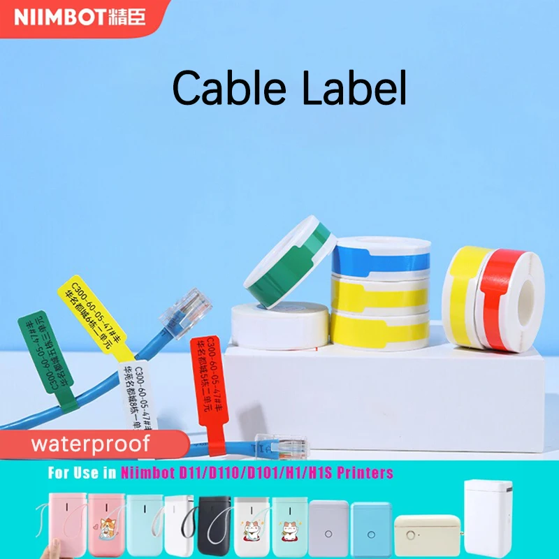 Niimbot  D110 D101 D11 Cable Label Home Office Wire Identification Label Network Classification Cable Waterproof Sticker