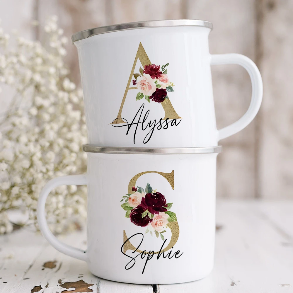 Personalized Mug Letter Name Cup Custom Name Bridesmaid Cups Coffee Hot Chocolate Mugs Wedding Birthday Mothers Day Gift for Her