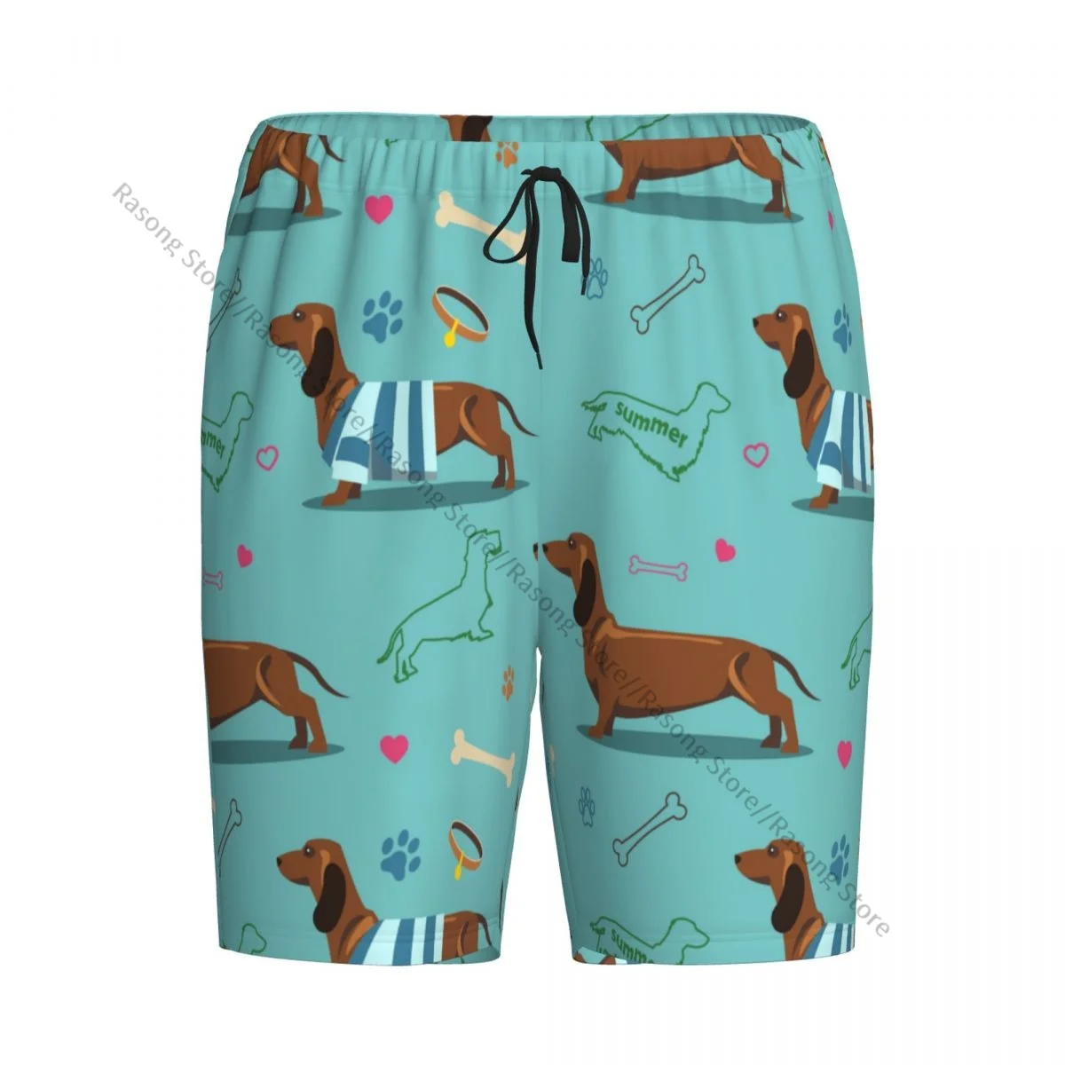 

Men Casual Home Nightwear Pajamas Shorts Dachshund Dogs And Bones Pyjamas Sleep Bottoms Short Pants Lounge Homewear