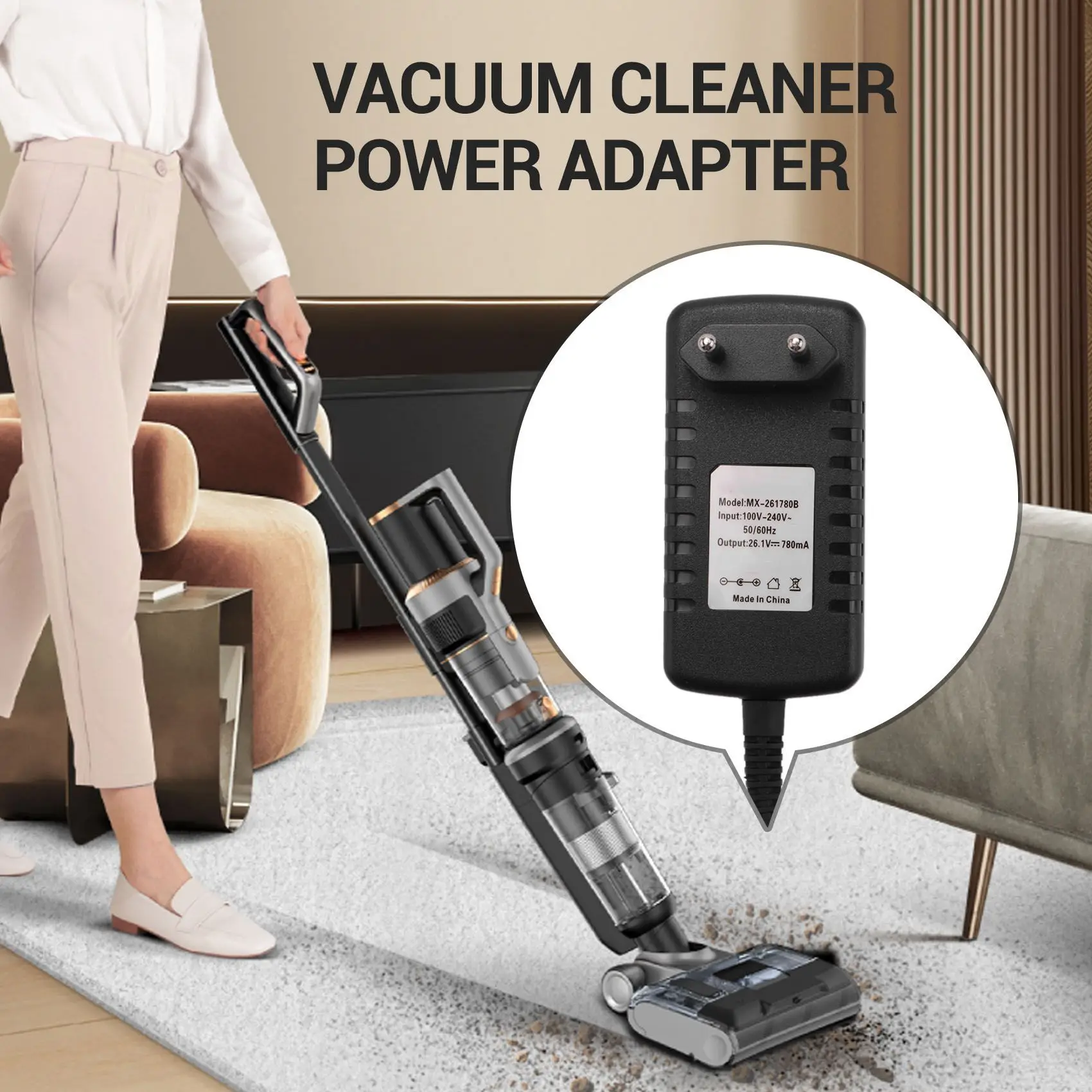 Charging Adapter Adapter for Dyson V6 V7 V8 Cord Free-Handheld Vacuum Power Supply Cord Adapter Charger EU Plug