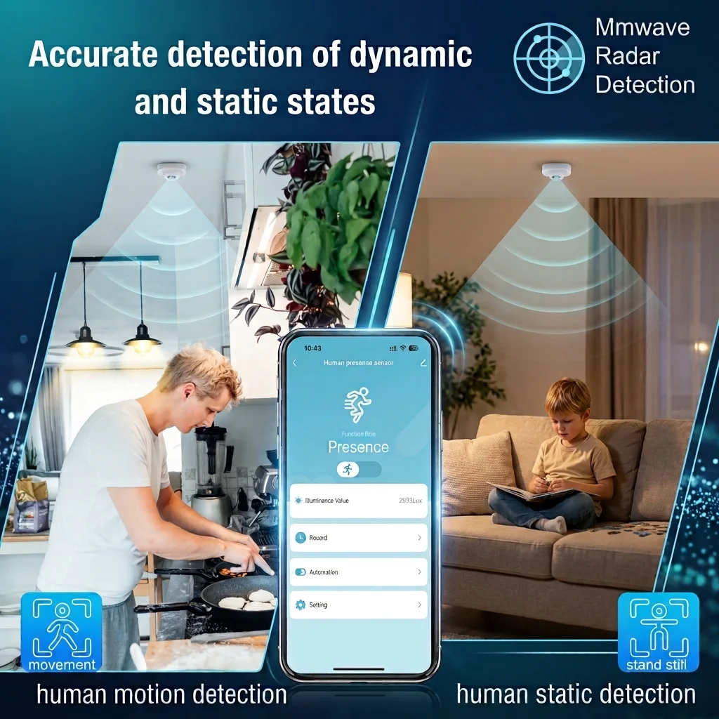Tuya Zigbee/WiFi Smart Human Presence Sensor 24Ghz MmWave Radar Detection Luminance/Distance Support Home Assistant image 4
