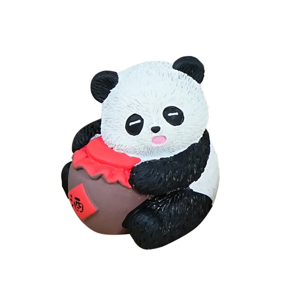 National Style Eight Ya Mao Influenza Panda Car Decoration Cute and Exquisite Resin Doll Desktop Decoration