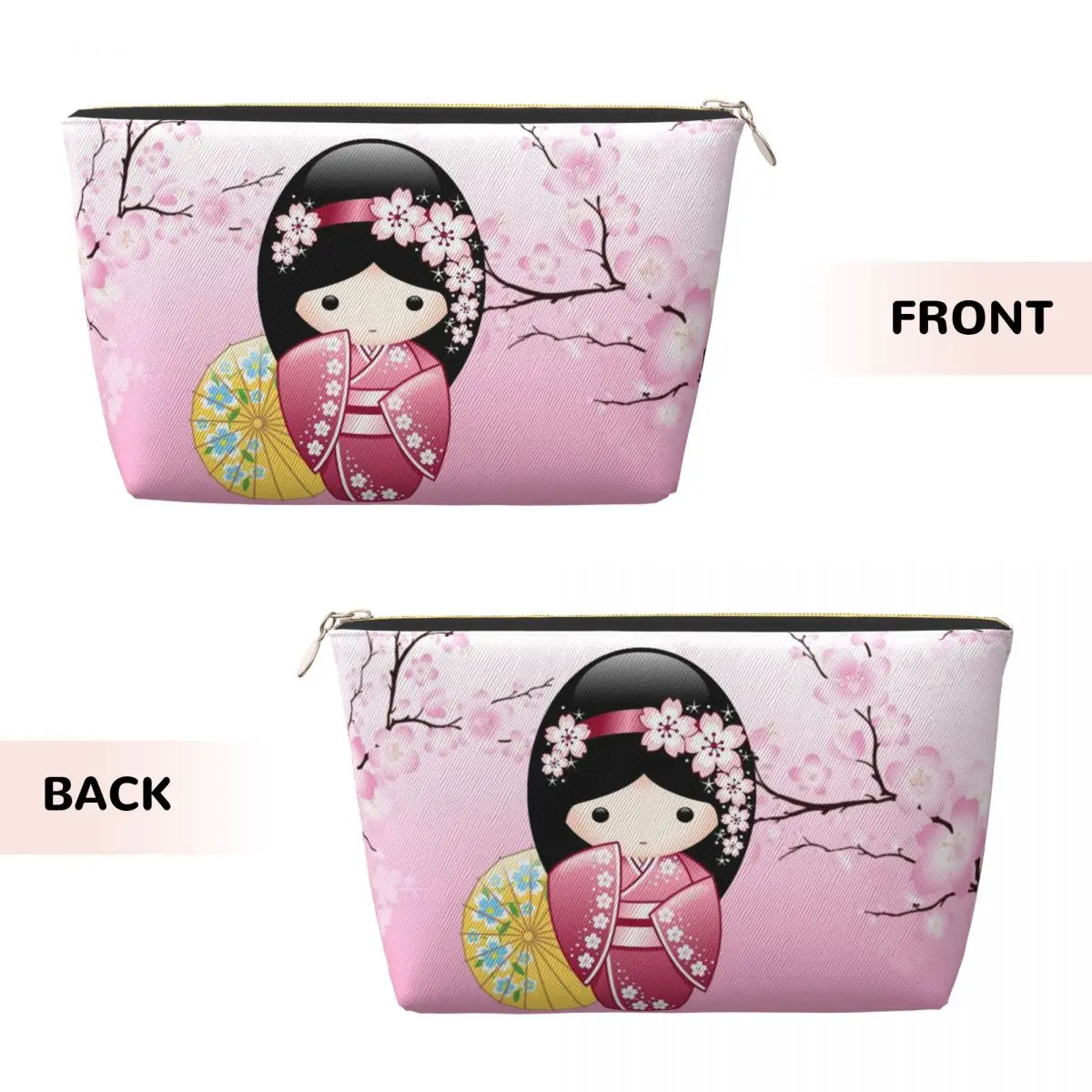 Custom Kokeshi Doll Travel Cosmetic Bag Japanese Kimono Geisha Girl Toiletry Makeup Organizer Ladies Beauty Storage Dopp Kit