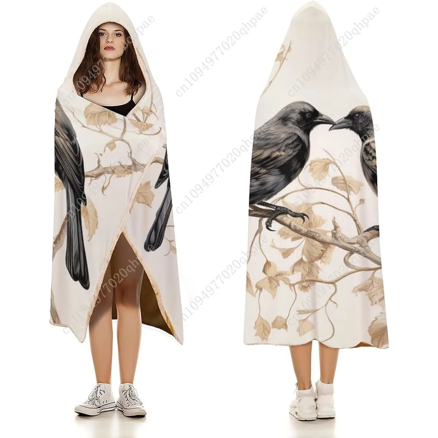 بطانية هوديي مريحة رمي البطانيات مزرعة الديك خمر نمط دافئ محبوب شتاء دافئ الصوف هود المعطف عباءة الرأس #3