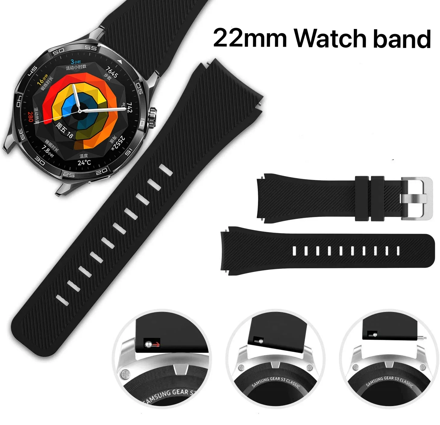 22mm Silicone Strap for Huawei Watch GT5 4/3/GT5 Pro 46mm Amazfit GTR 47mm Soft Bracelet Belt for Amazfit Pace Stratos 2 2s Band