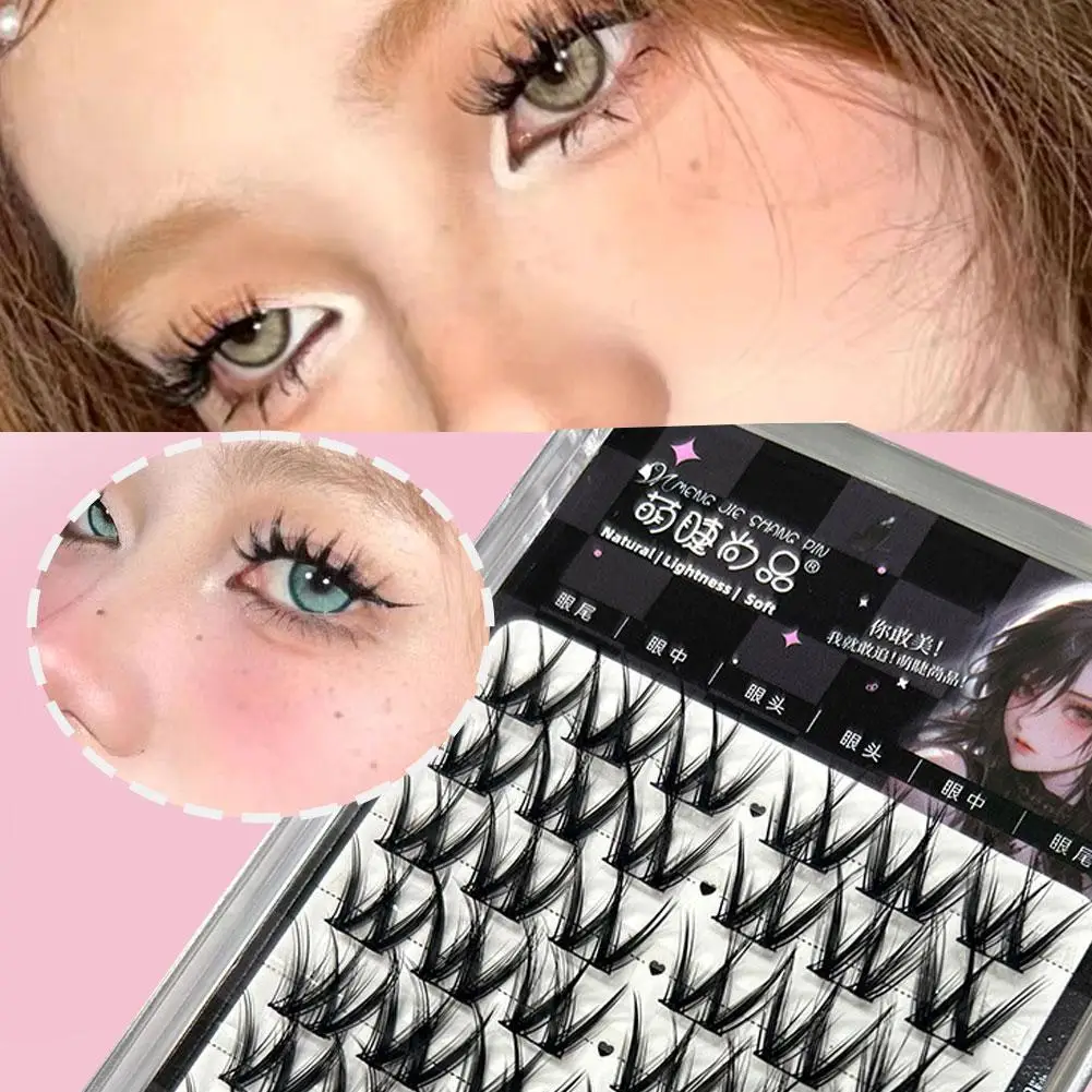 Cílios postiços naturais em forma de w, cluster único segmentado, faça você mesmo, cílios mangá enrolados, extensão de cílios postiços, ferramenta de maquiagem