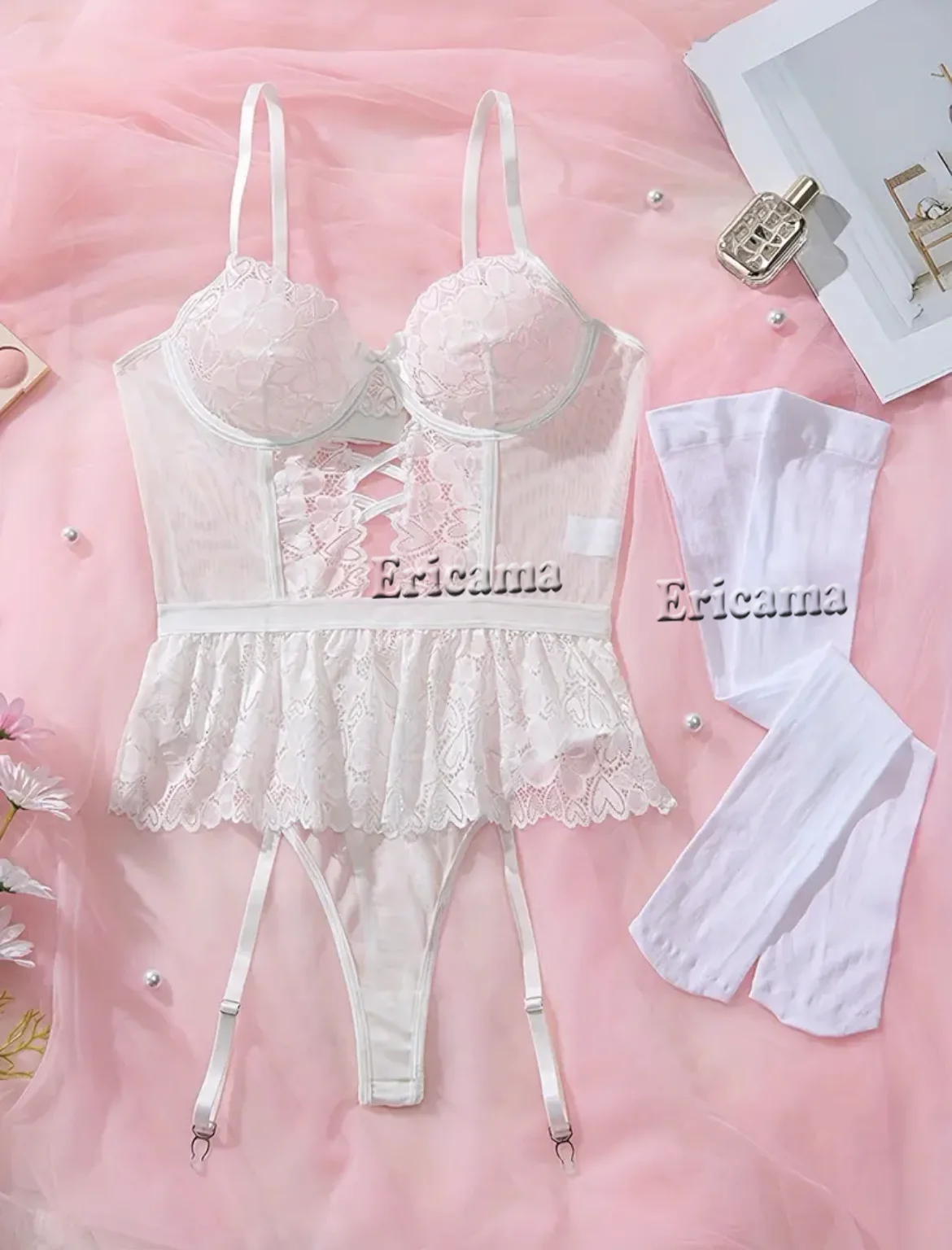 Sexy Bra And Panty set Exotic Costumes Sensual Transparent Lace Erotic Apparel Porn Goth Mesh Sex Outfit Top and Briefs