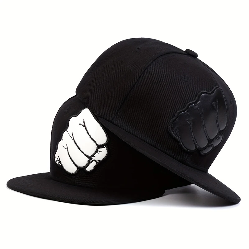 Cappello unisex con patch per pugno da 1 pezzo Cappello hip-hop Protezione solare regolabile per esterni Cappello per il tempo libero Primavera Autunno Viaggi Turismo Vacanza al mare