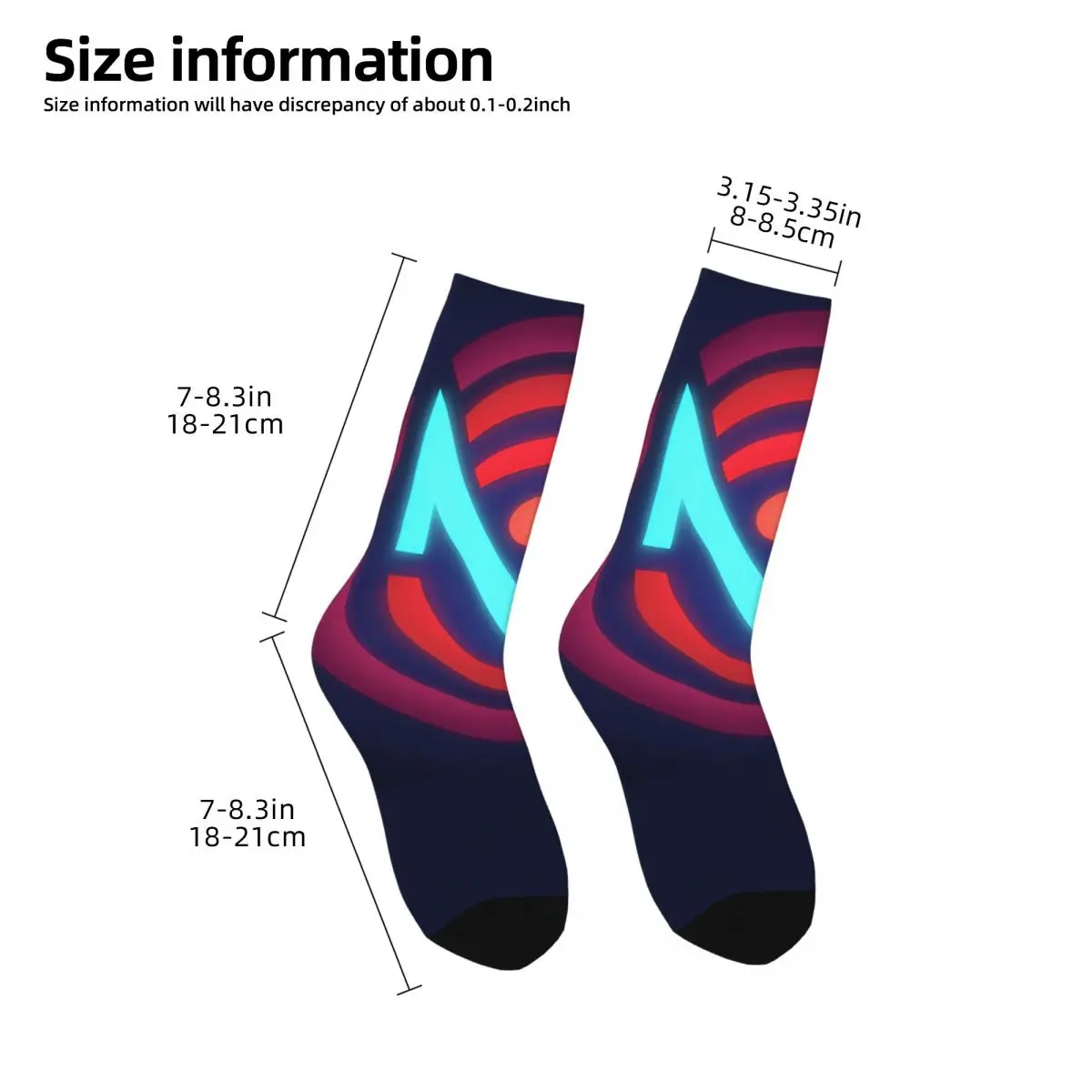 Funny Crazy compression Vox Sock for Men Hip Hop Harajuku Helluva Boss Happy Seamless Pattern Printed Boys Crew Sock Casual Gift