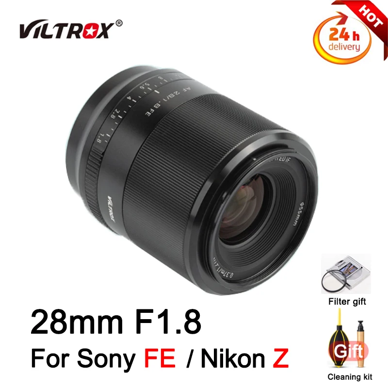 VILTROX 28mm F1.8 Autofocus Full-Frame Large Aperture STM Stepper Motor Fast Wide-Angle Prime Lens for Sony E / Nikon Z Cameras