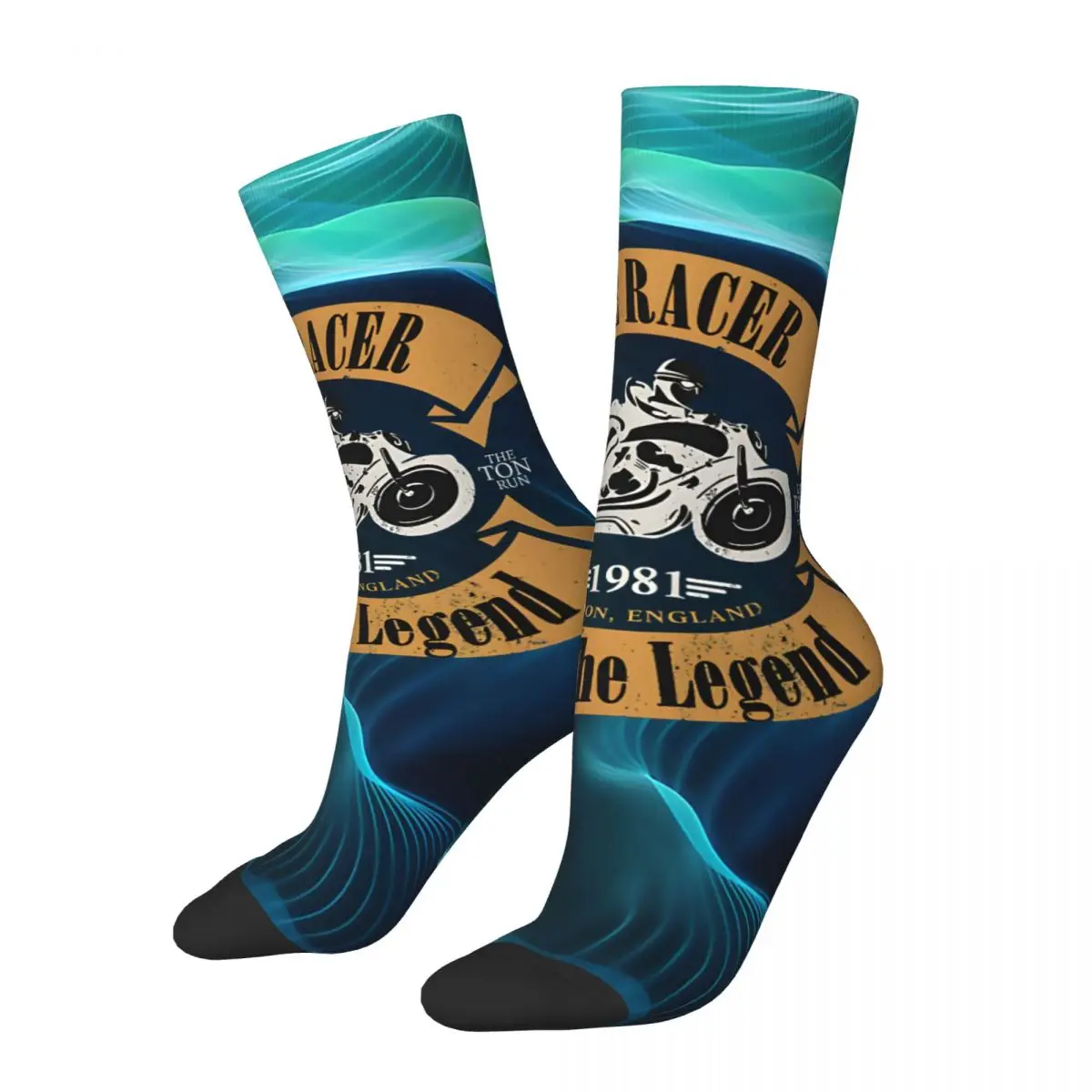 Retro London Men's compression Socks Unisex Cafe Racer Street Style Pattern Printed Novelty Crew Sock