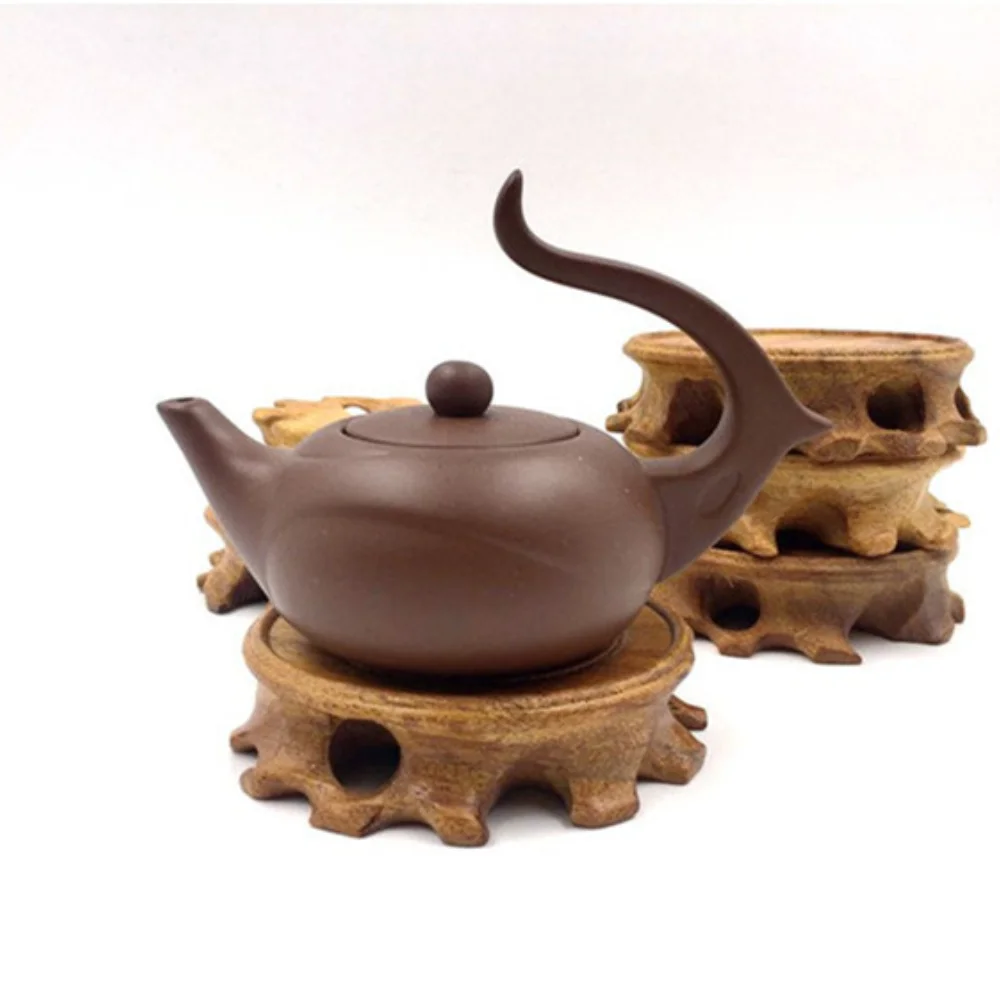 Redwood Handicraft Base Round Solid Wood Peculiar Jade Stone Seal Purple Clay Teapot Tea Cup Bottom Seat Wooden Pallet