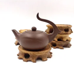 Redwood Handicraft Base Round Solid Wood Peculiar Jade Stone Seal Purple Clay Teapot Tea Cup Bottom Seat Wooden Pallet