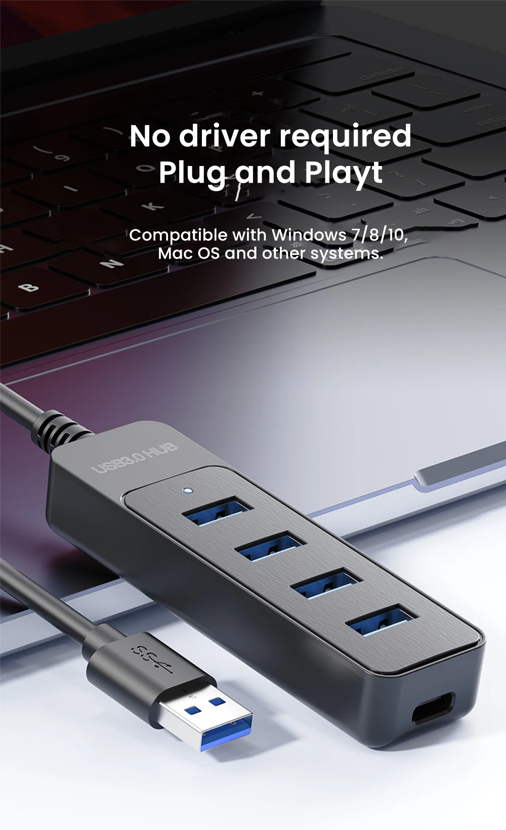 USB 3.0 Netzteil 4-Port Multi USB Splitter Hub USB Hub 2.0 Typ C HUB Mehrere Expander Hohe Geschwindigkeit für Computer Zubehör – Detail 11