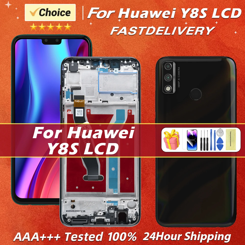 OLED 100% Tested 6.5'' For HUAWEI Y8S LCD JKM-LX1 JKM-LX2 JKM-LX3 Display Touch Digitizer For HUAWEI Y8S Screen With Frame