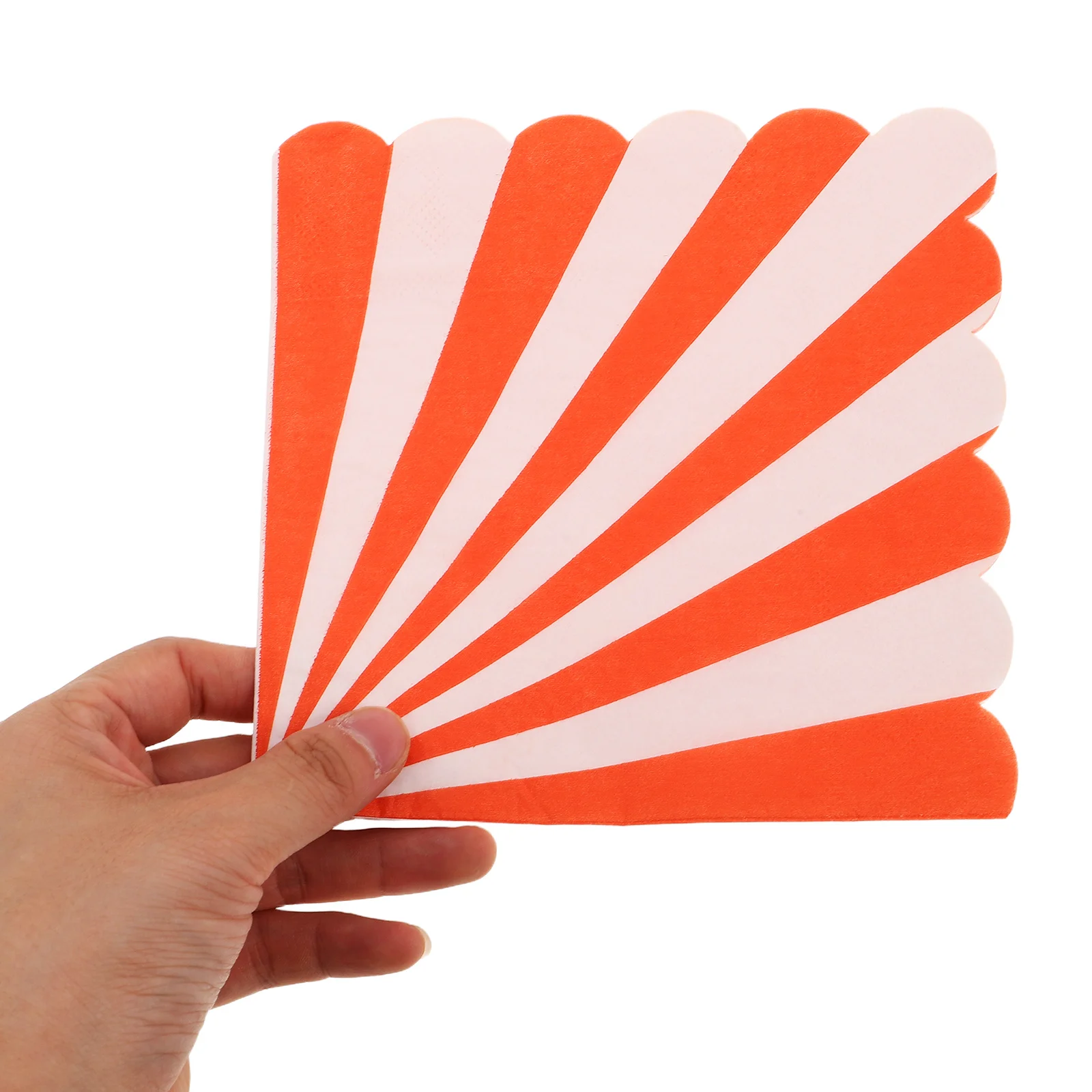 

16pcs Party Napkins Striped Design Disposable Beverage Serviettes Wedding Shower Graduation Decorative Scalloped Edge Paper