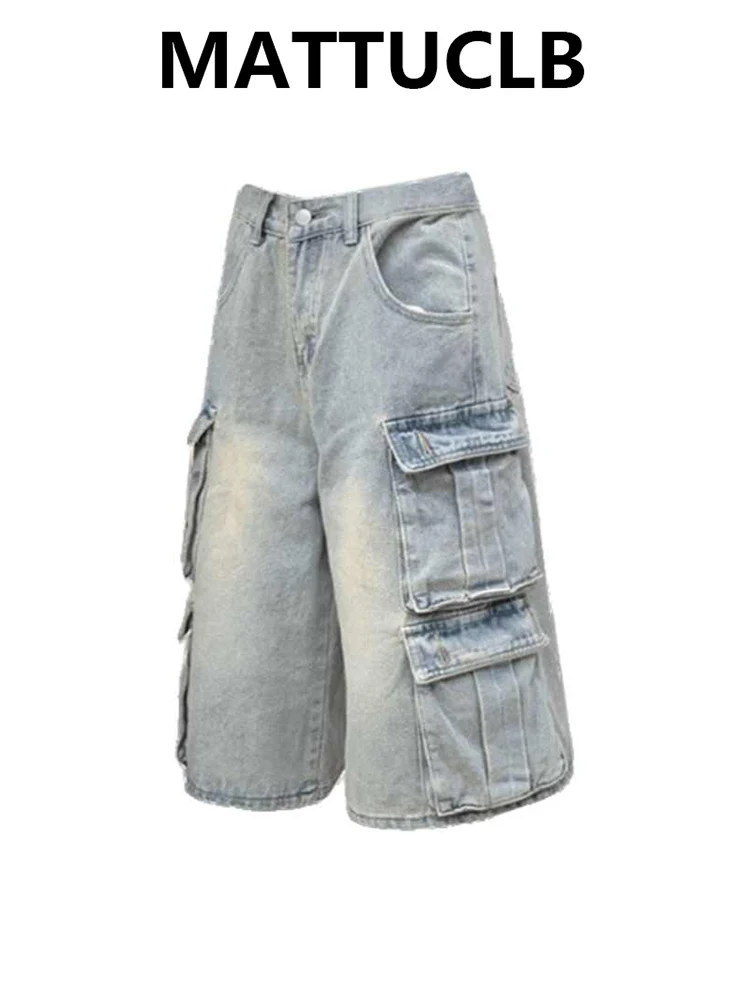 

2026 Summer Women American Retro Boyfriend Jorts Cargo Jean Shorts Denim Shorts Kpop Y2K 2000s Japanese Harajuku Calf-Length
