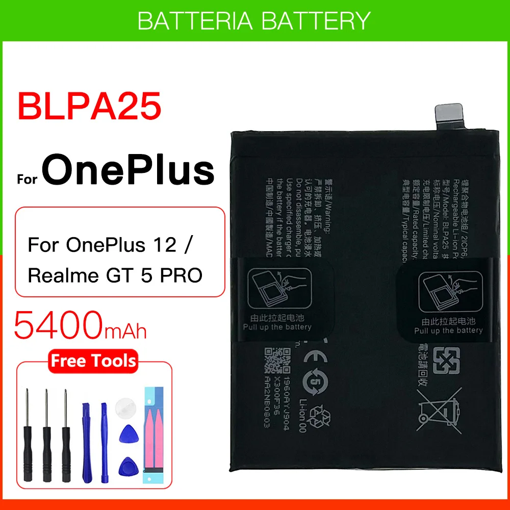 100%  Genuine Brand New Battery BLPA25 5400mAh Battery For one plus OnePlus 12 5G Replacement Phone Batteries+free tools