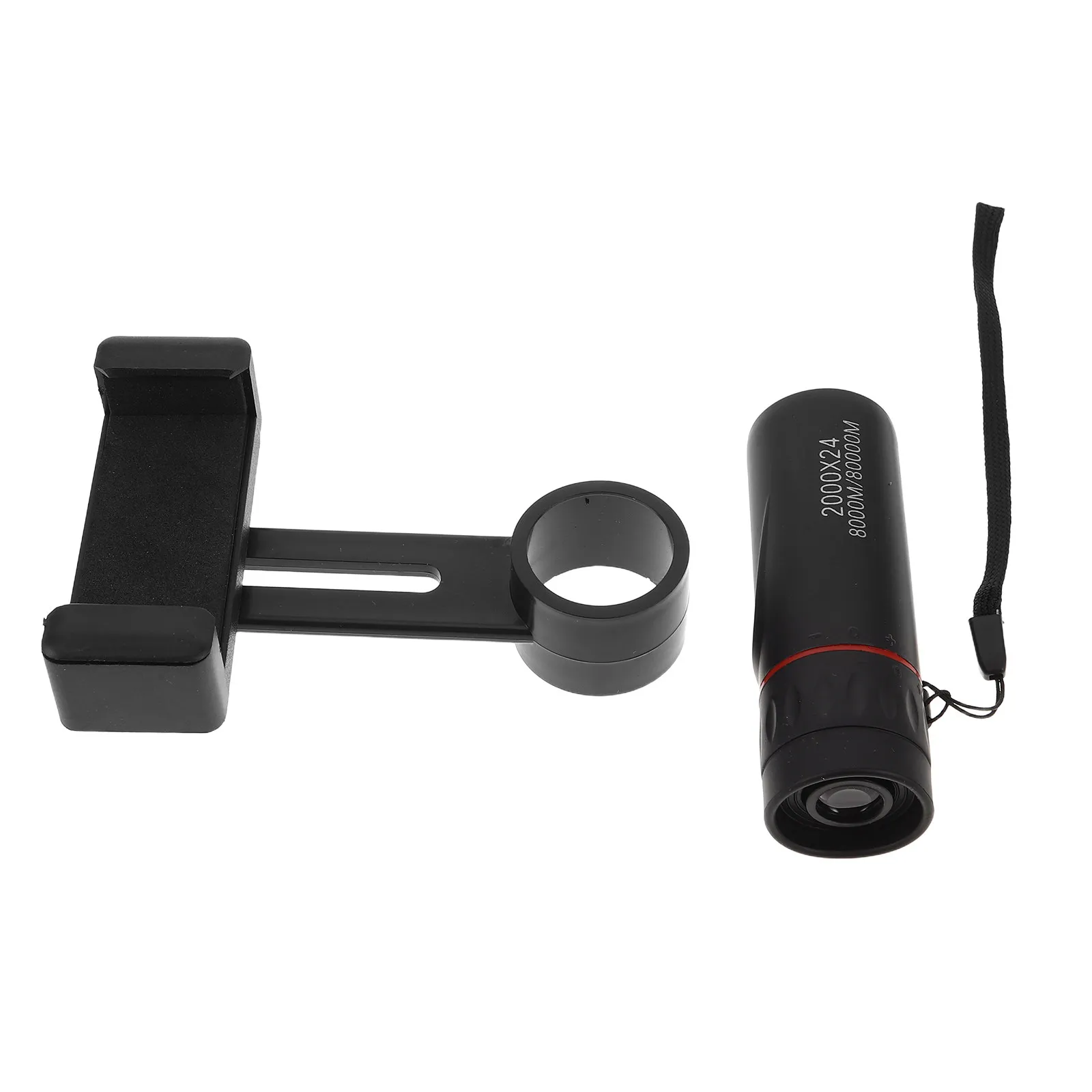 2000x24 Hd Monocular Smartphone Telescope Black Universal Clip Phone Adapter Bird Watching Travel Outdoor Hiking Telescope