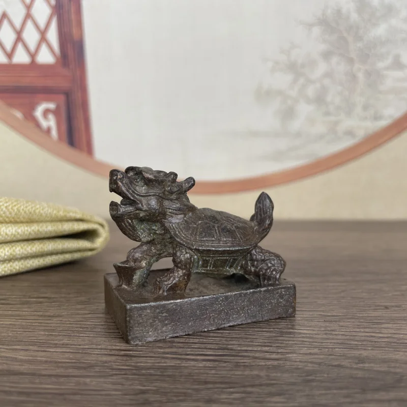 Dragon Turtle Seal Antique Collection Copper Distressed Ornaments Study Desktop Paper Weight Dragon Turtle Seal