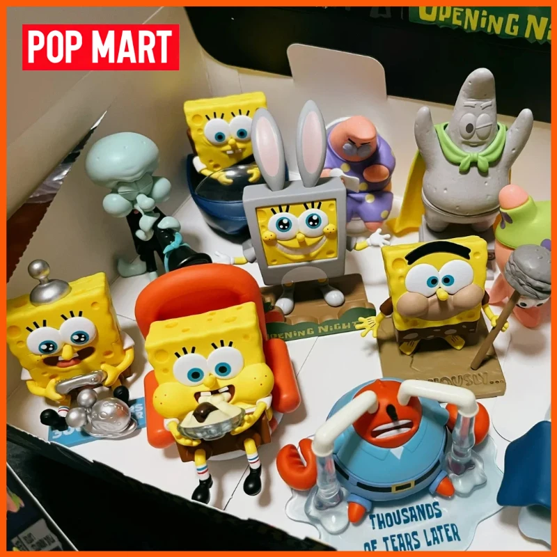 POPMART Life Transition Series SpongeBob Figurine Blind Box Desktop Ornament Home Decorations Dolls Model Mystery Box Gift view 3