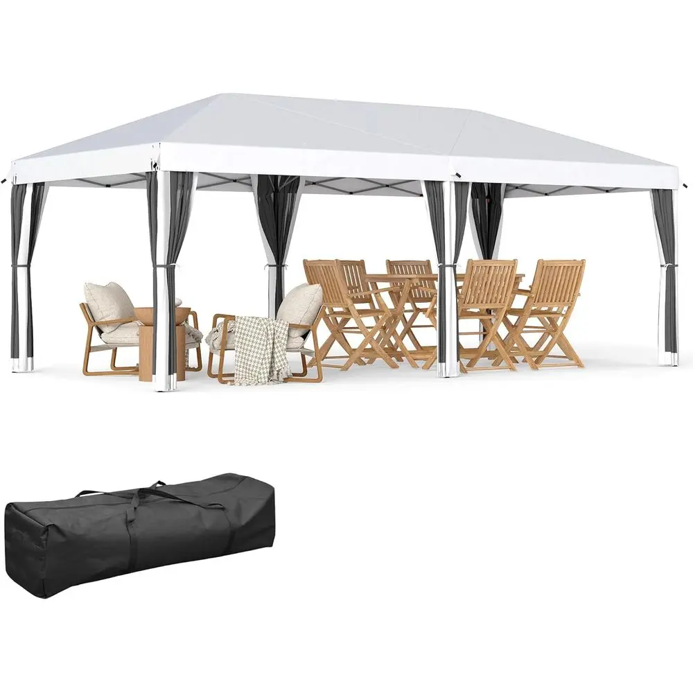 

Тент для мероприятий уличный усиленный 6х3 м с сеткой, кремово-белый, для сада или патио