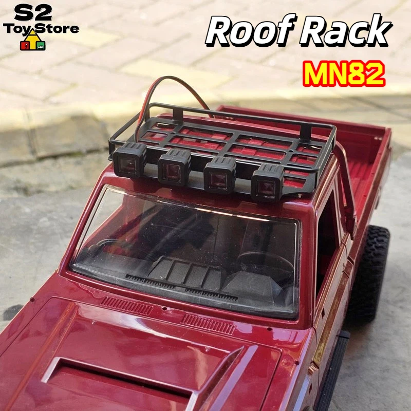 

Металлический багажник на крышу MN 1/12 MN82 с 4 светодиодными фонарями для радиоуправляемого пикапа MN82, внедорожного моделировочного автомобиля, аксессуары для тюнинга