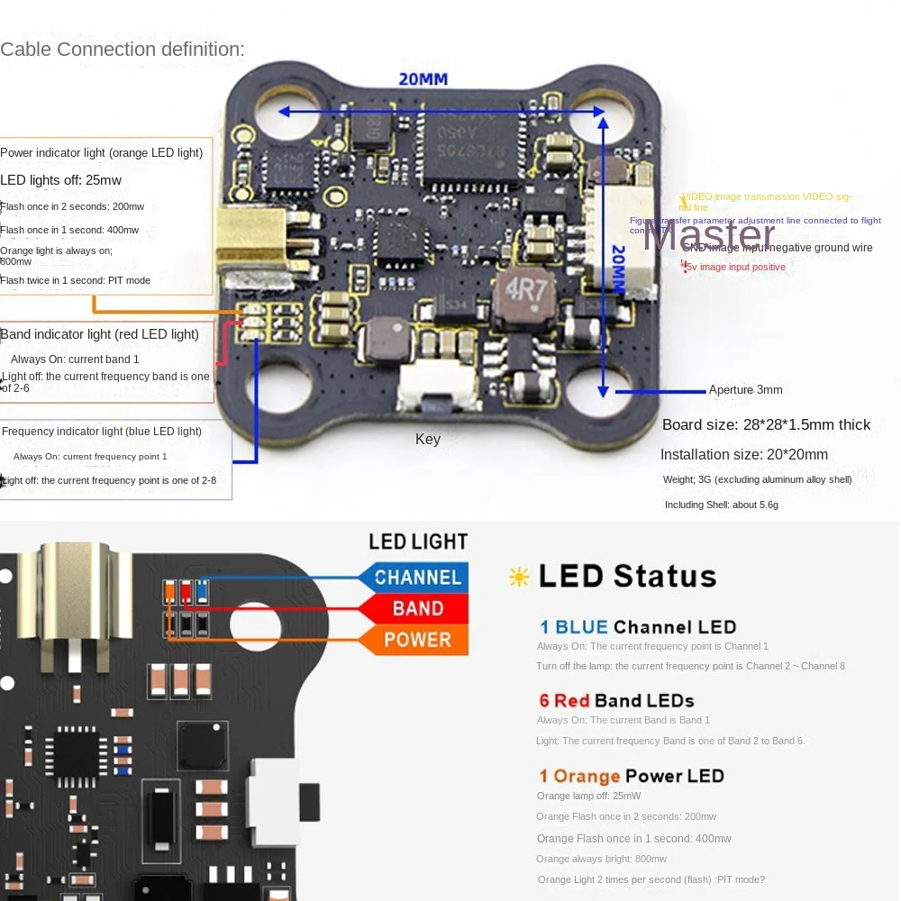 Parts SpeedyBee Image Transmitter 3.7-5.5V 5.8G 48CH Transmitter VTX TX800 RC Accessories for RC FPV Drone