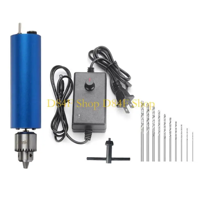 D84F Handheld Micro Electric Grinder Drill Set Stepless Speed Regulation for DIY PCB Drilling Aluminum Plastic Woodworking